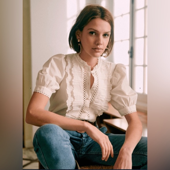 Sezane Tops - Sézane Waves Shirt Cotton in Ecru FR 36 / US 4